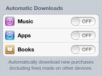 How to automatically download new apps music and books on iPhone 5