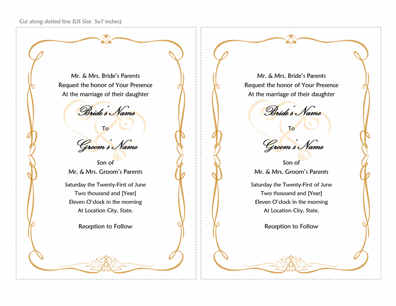 Marriage Invitation Card Format In Word - VARIOUS ...